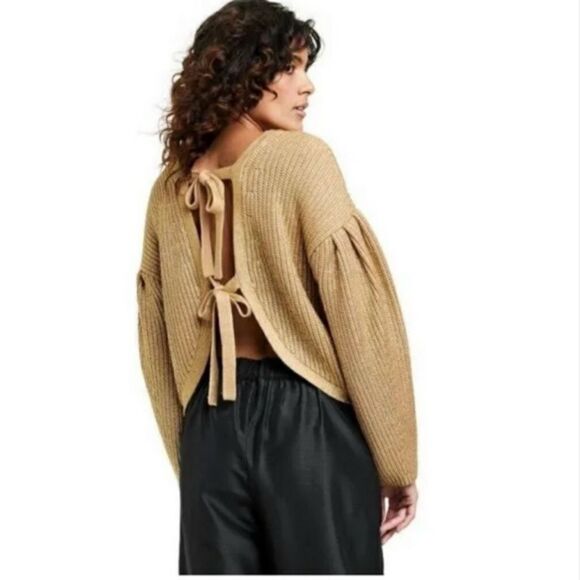 Kika Vargas x Target limited edition gold metallic back-tie sweater medium Cardi - Picture 2 of 10